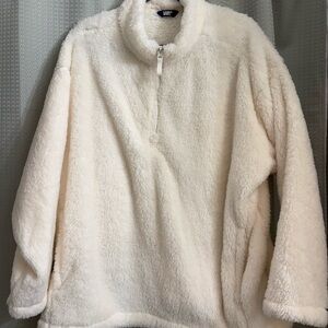 Lands End Cozy Cream Fleece Pullover Sweatshirt.  Super soft Like new